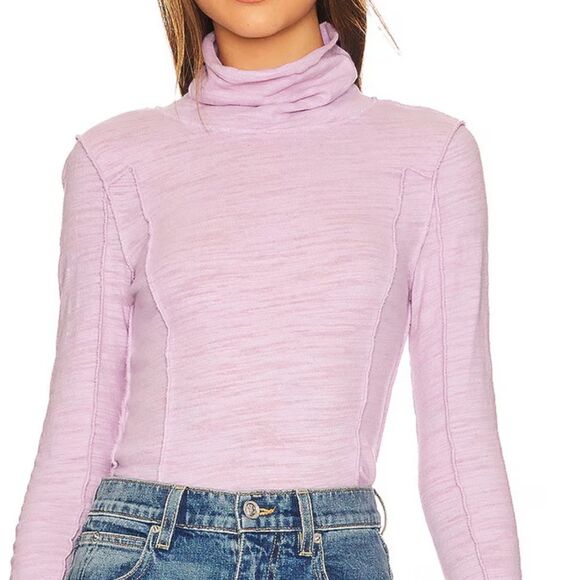 FREE PEOPLE WE THE FREE Blush Lilac Everyday Layering Tee Top OB1582226 SZ M - Picture 1 of 11